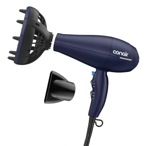 Conair Hair Dryer with Multi-Chamber Diffuser Attachment